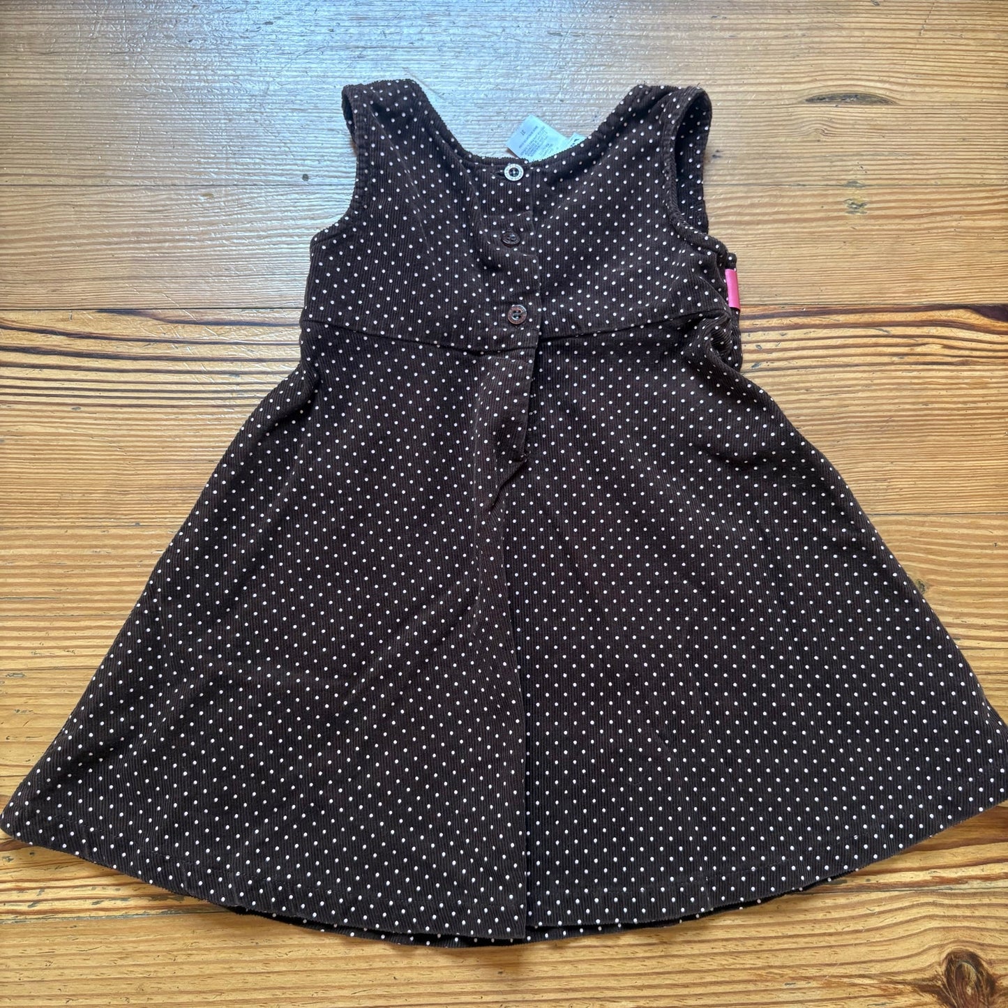 Blueberi Boulevard brown corduroy pink polkadot floral sleeveless dress SIZE 3T