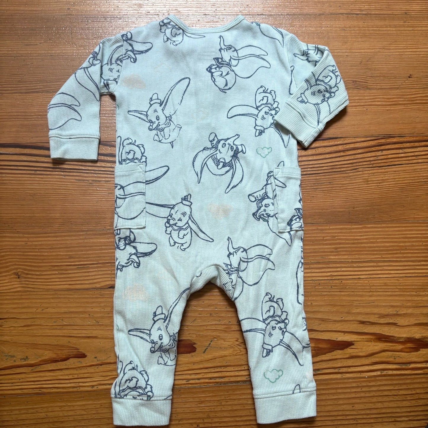 Disney Dumbo ribbed long sleeve henley top long pant pajamas one piece SIZE 12M