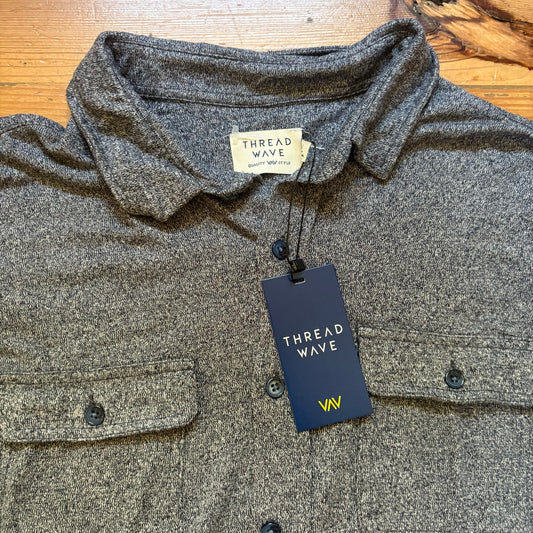 NWT Thread Wave heather gray long sleeve cargo mens polo shirt SIZE L