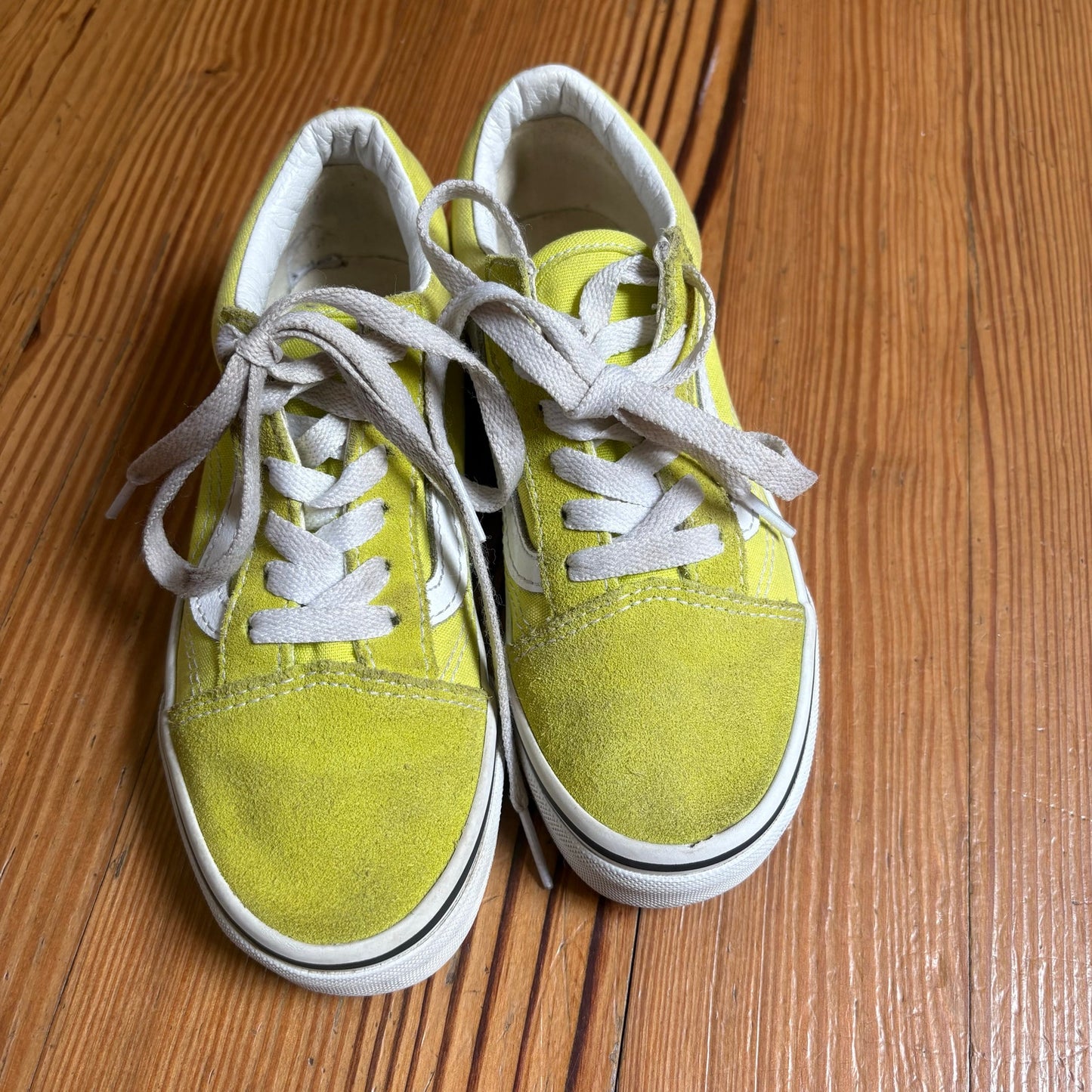 VANS yellow suede white classic tie lace kids sneakers SIZE 1