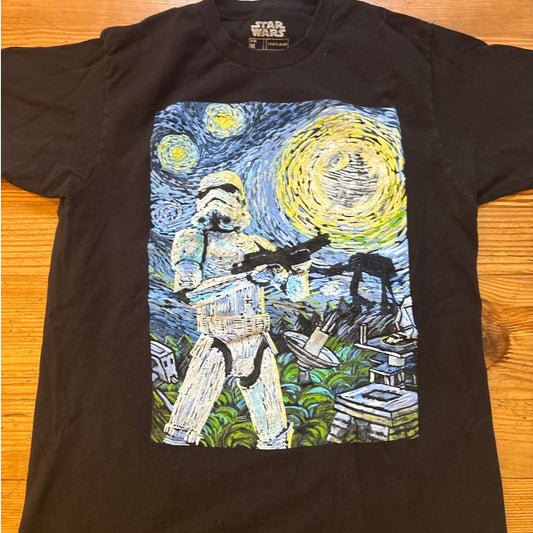 Star Wars Van Gogh Starry Night graphic short sleeve shirt SIZE M