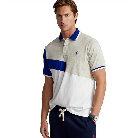Polo Ralph Lauren white gray blocked short sleeve polo shirt SIZE XL