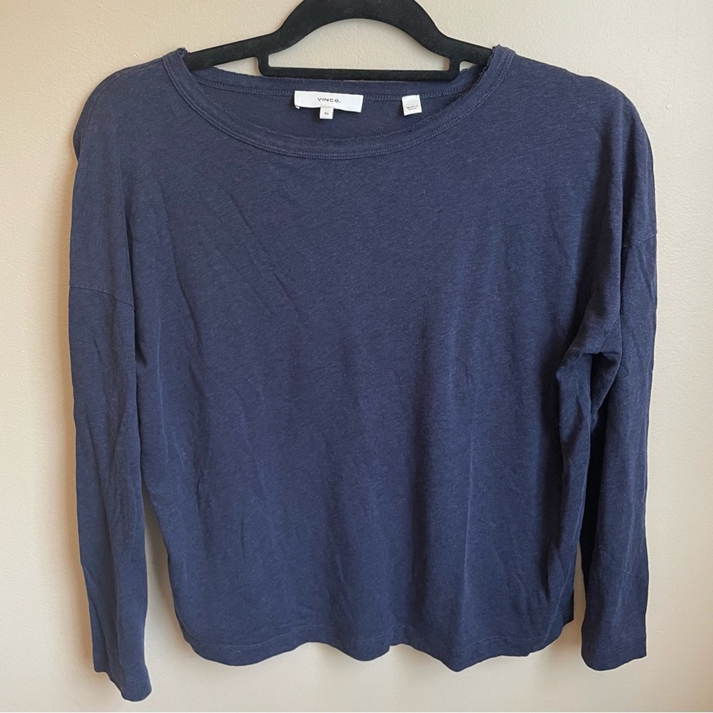 Vince long sleeve dark blue scoop neck tee SIZE XS