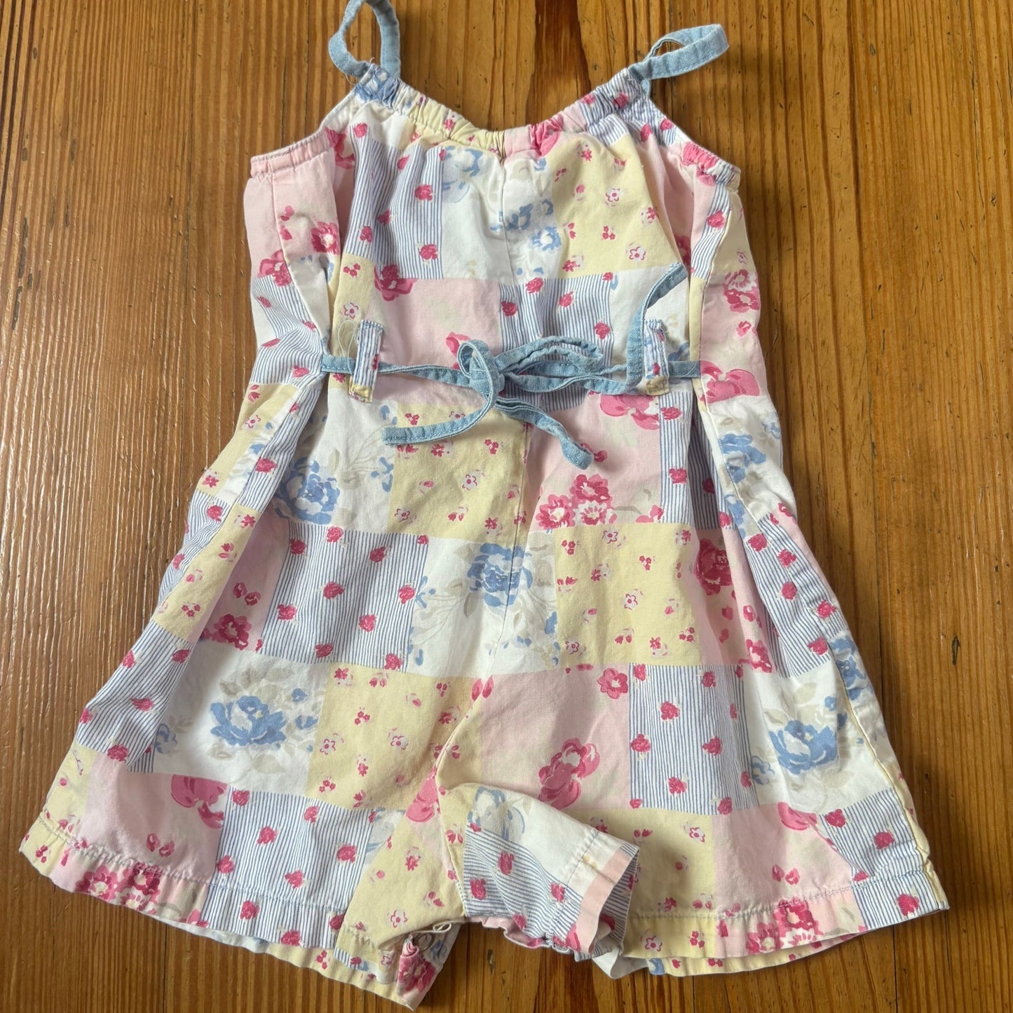 Faded Glory y2k white pastel floral patchwork baby romper SIZE 18M