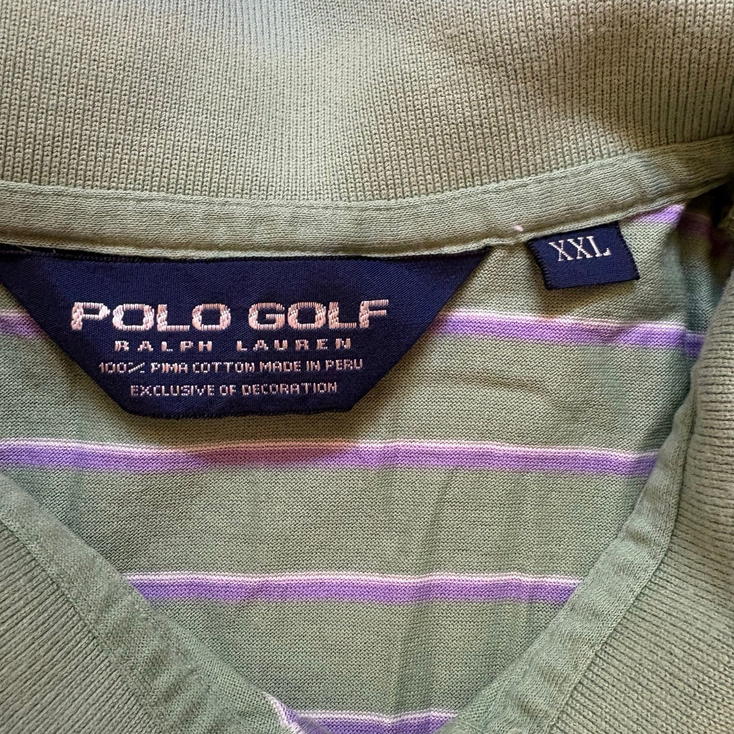 Polo Ralph Lauren golf pima green striped short sleeve mens polo shirt SIZE XXL