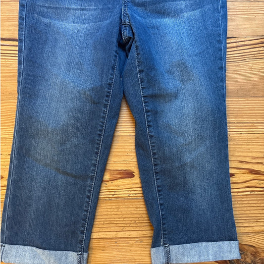 Earl Jean dark wash cropped cuffed jeweled studded lace pocket jeans SIZE 6