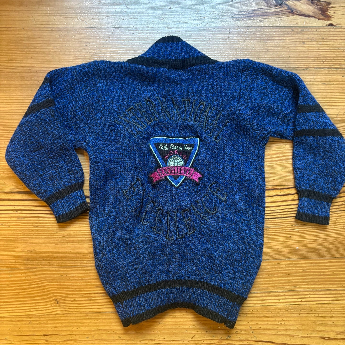 Tuff Gear vintage blue knit varsity button kids cardigan sweater SIZE 5