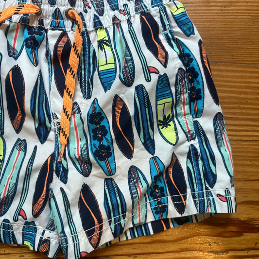 Carter's white colorful surfboard boys swim trunks swimsuit SIZE 18M