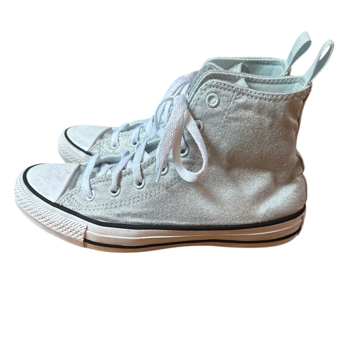 Converse All Star Chuck Taylor silver metallic high top youth sneakers SIZE 5