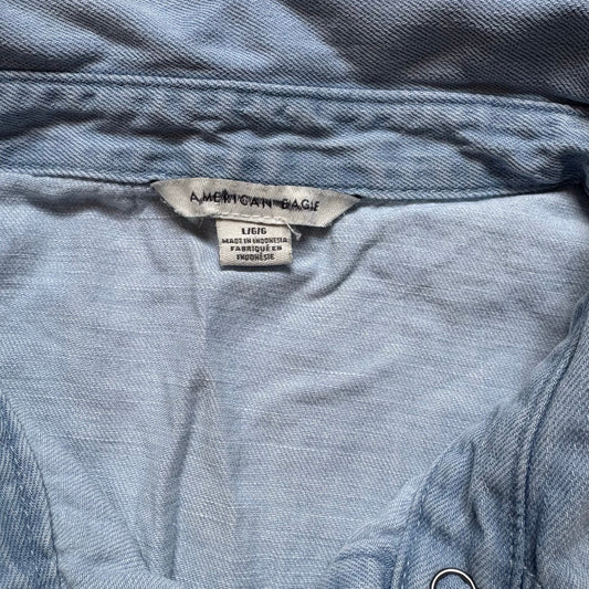 American Eagle Outfitters light blue denim short snap front dress SIZE L