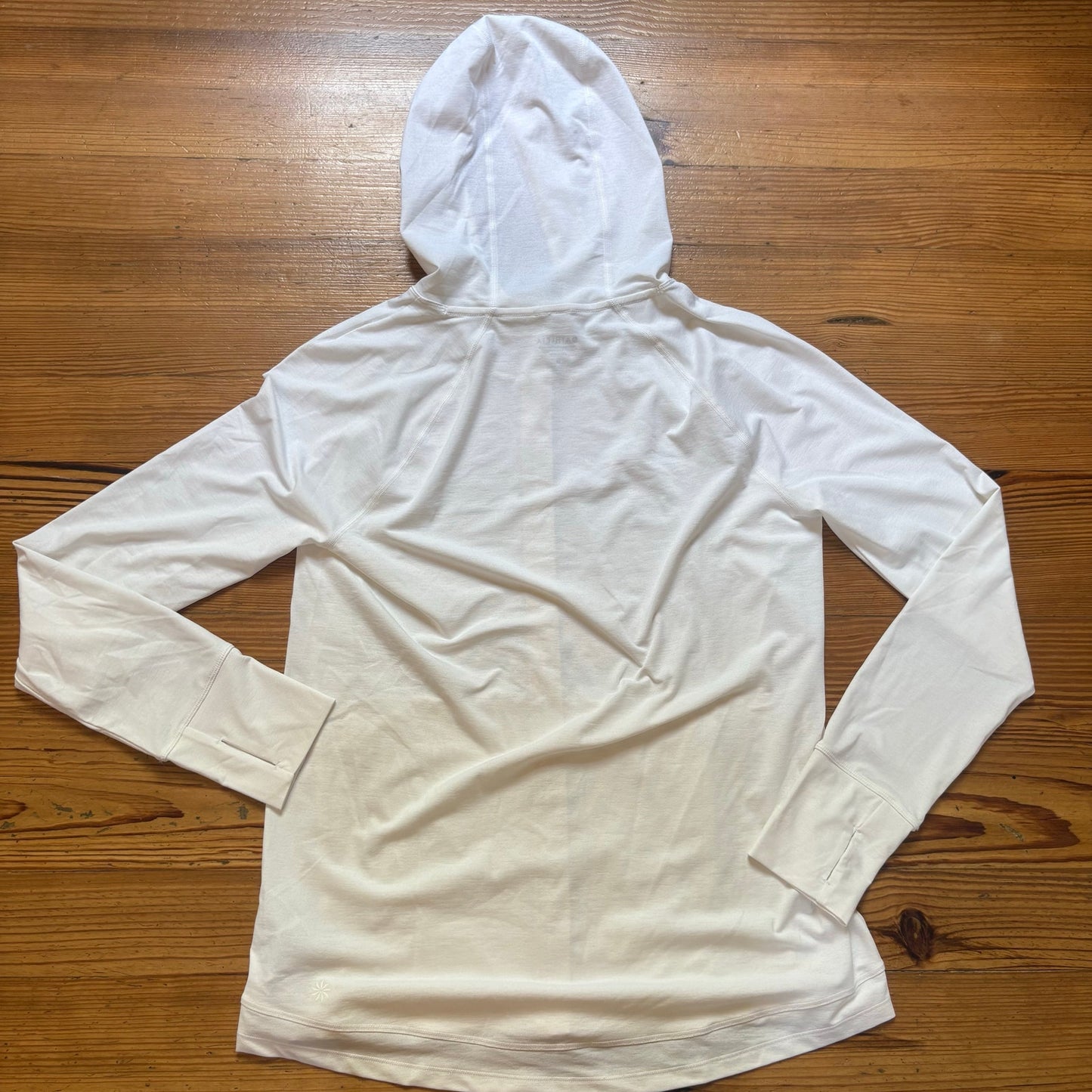 Athleta white full zip long sleeve hooded athletic shirt SIZE M