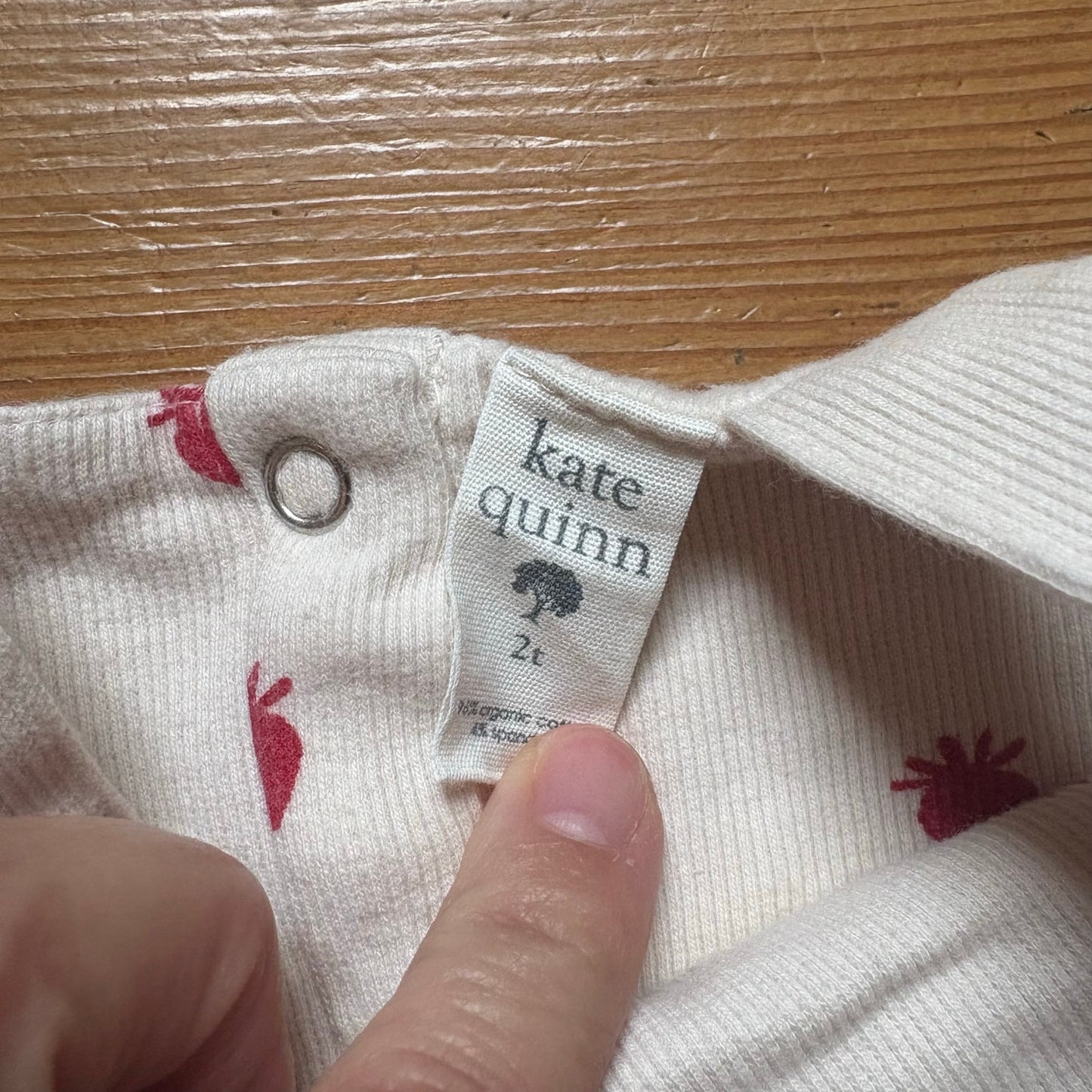 Kate Quinn Organics ivory strawberry sleeveless bodysuit bubble SIZE 2T