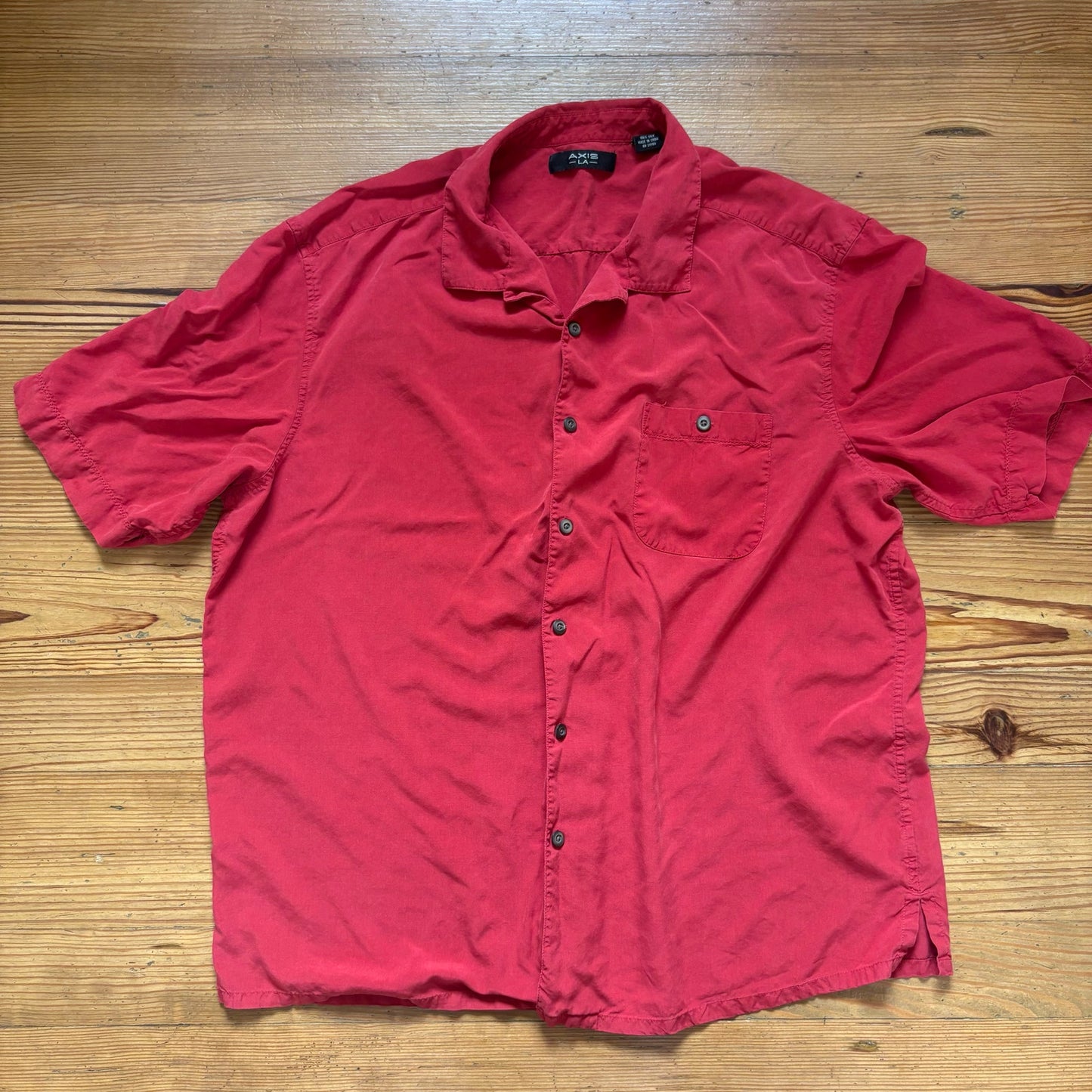 Axis LA red silk short sleeve button up mens shirt SIZE XXL