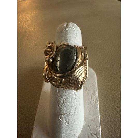 14kt Gold Filled wire with a Hematite Stone Size 6.5