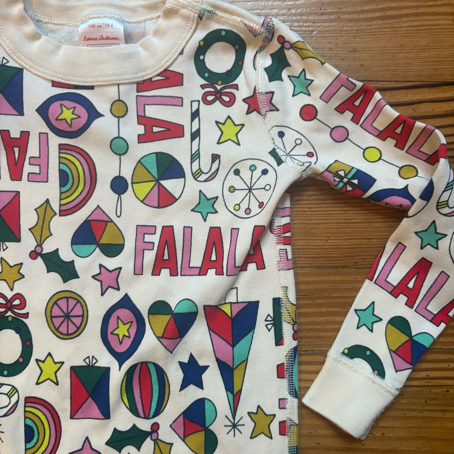 Hanna Andersson white Christmas graphic long sleeve pajama shirt SIZE 4