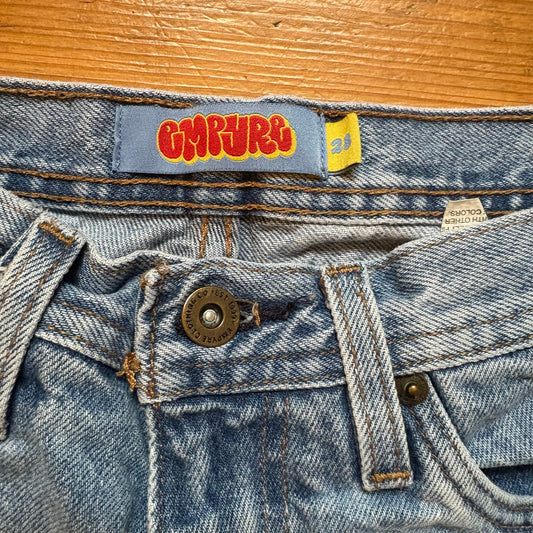 Empyre relaxed fit light wash 90s long inseam jean shorts SIZE 28