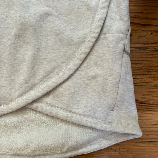 Athleta light gray asymmetrical zipper mock neck crisscross sweater SIZE S
