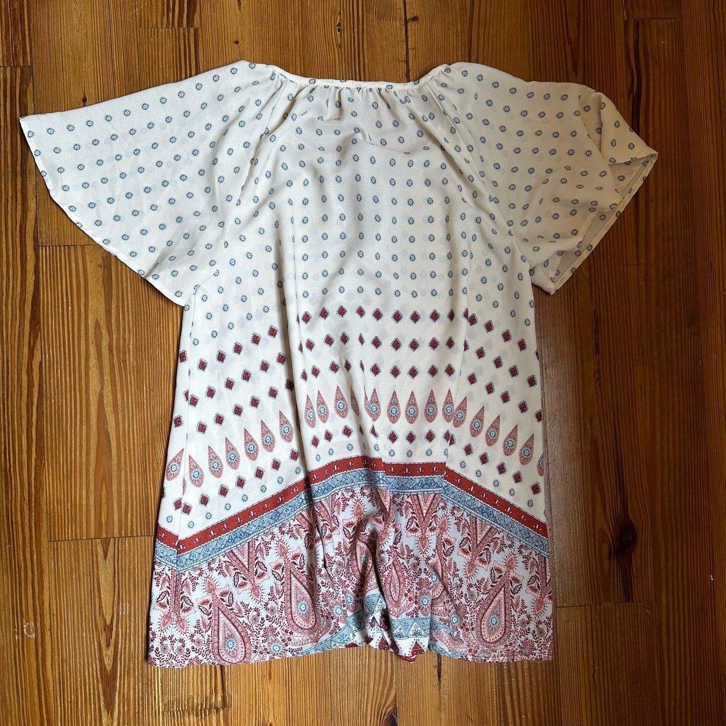 Show Me Your Mumu white red paisley boho tunic top SIZE S