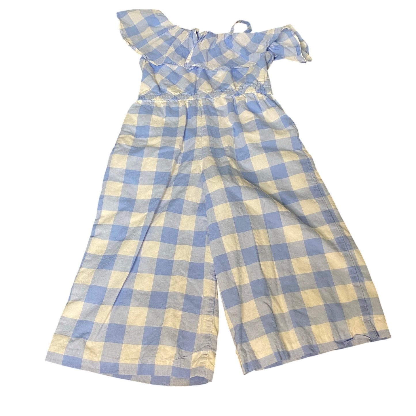 Janie and Jack blue white gingham check wide leg jumpsuit SIZE 4