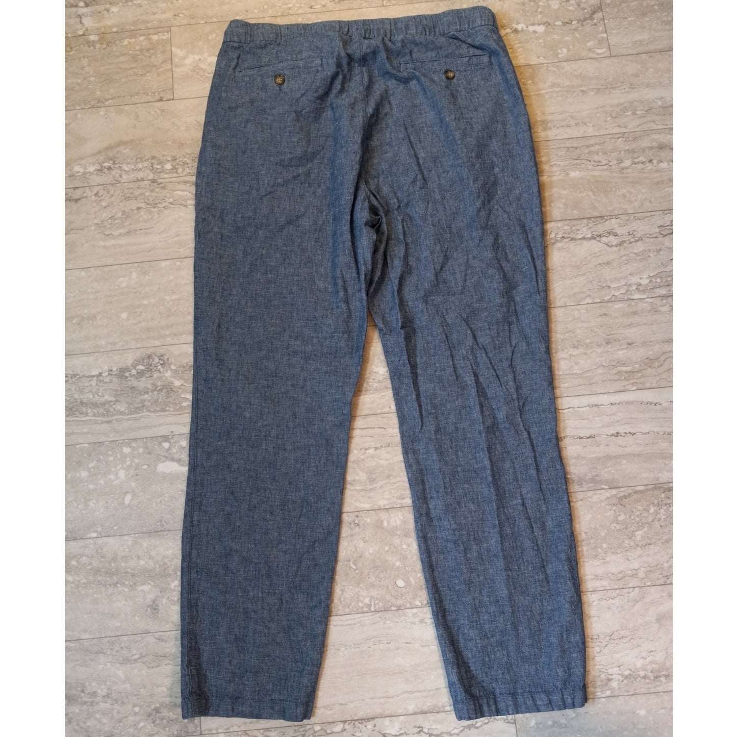 Old Navy elastic waist denim linen blend pull on womens pants SIZE L