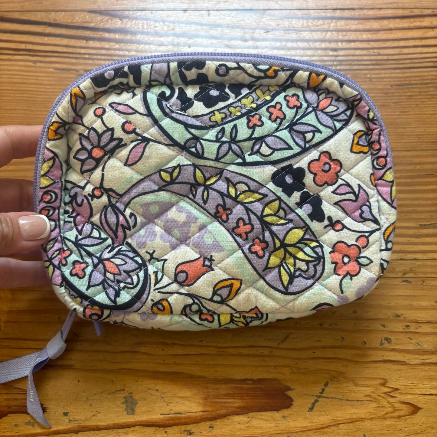Vera Bradley ivory pink paisley jewelry travel case