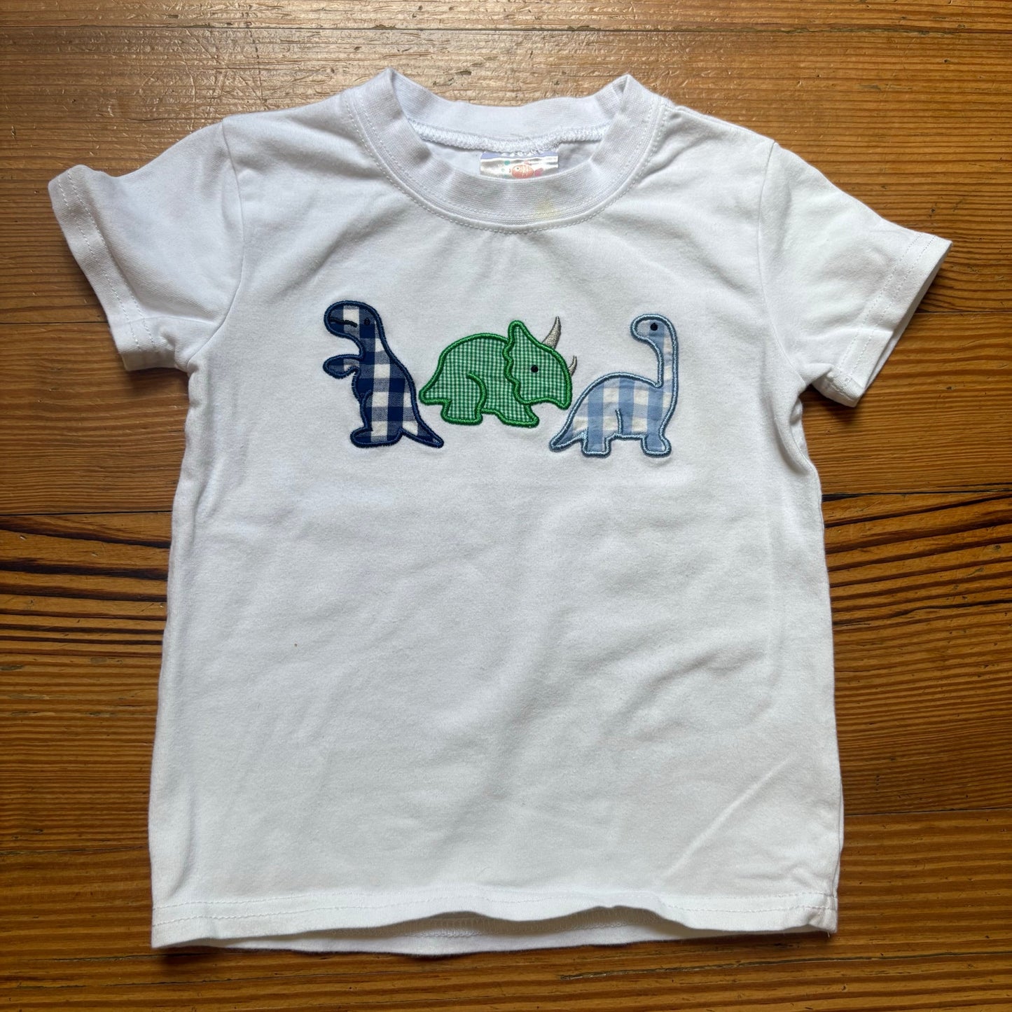 Stitchy Fish white checkered embroidered cotton short sleeve shirt SIZE 12M