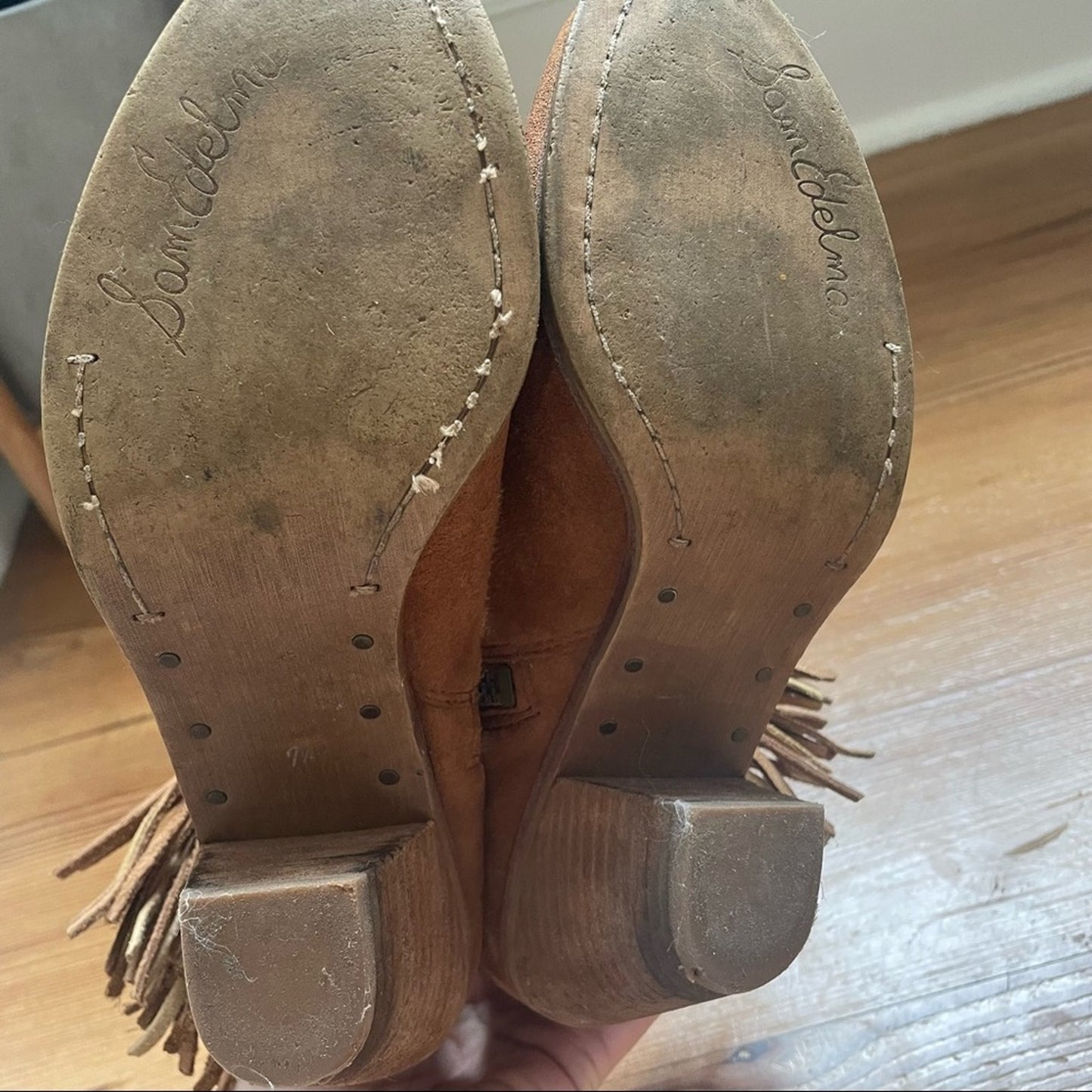 Sam Edelman brown leather side tassel booties SIZE 7.5