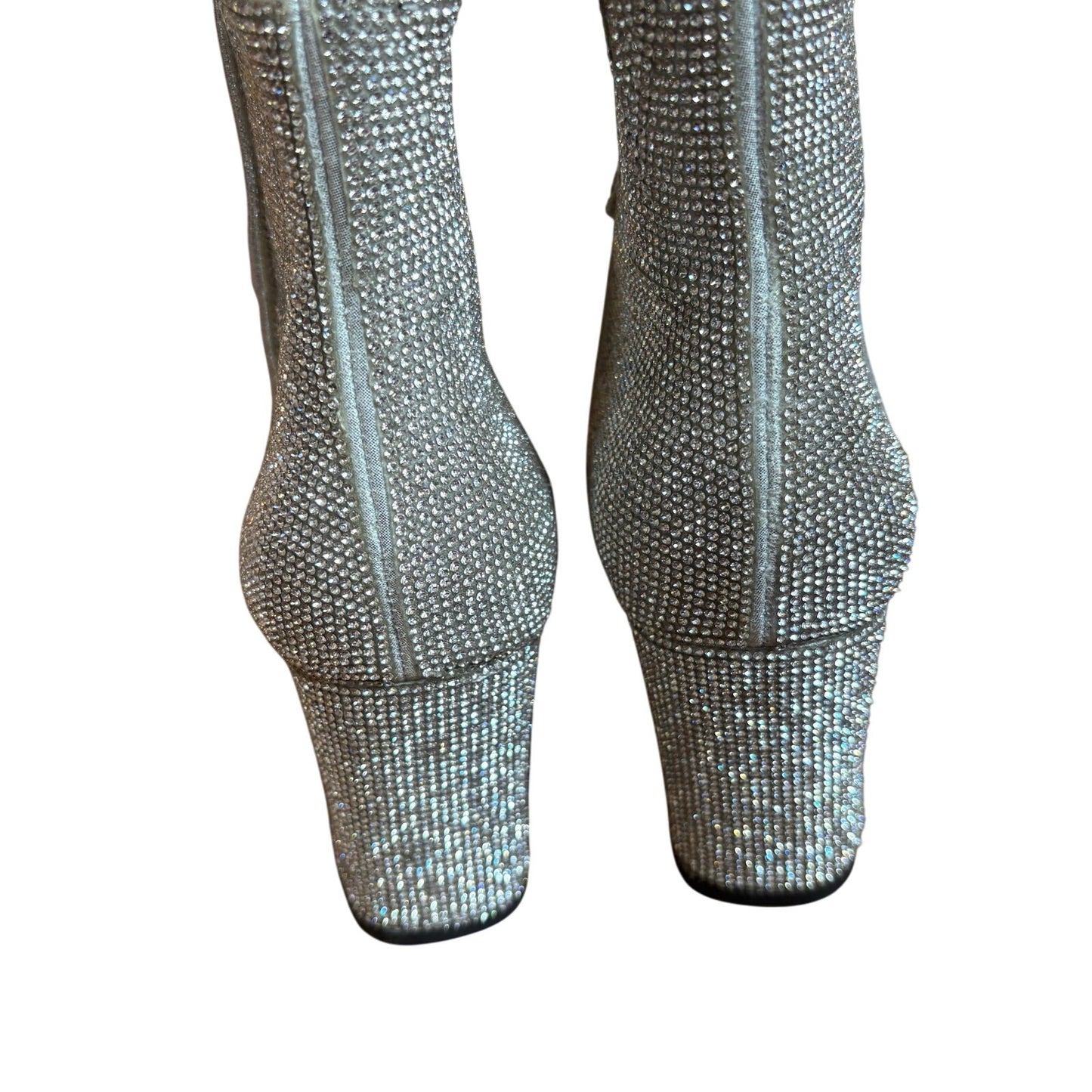 A New Day silver metallic studded jeweled heeled pointed toe booties SIZE 8