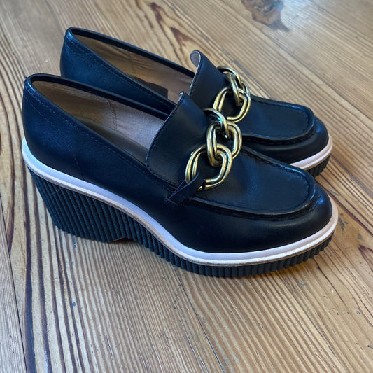 Dolce Vita Brenan platform chain black leather women's loafer SIZE 8.5
