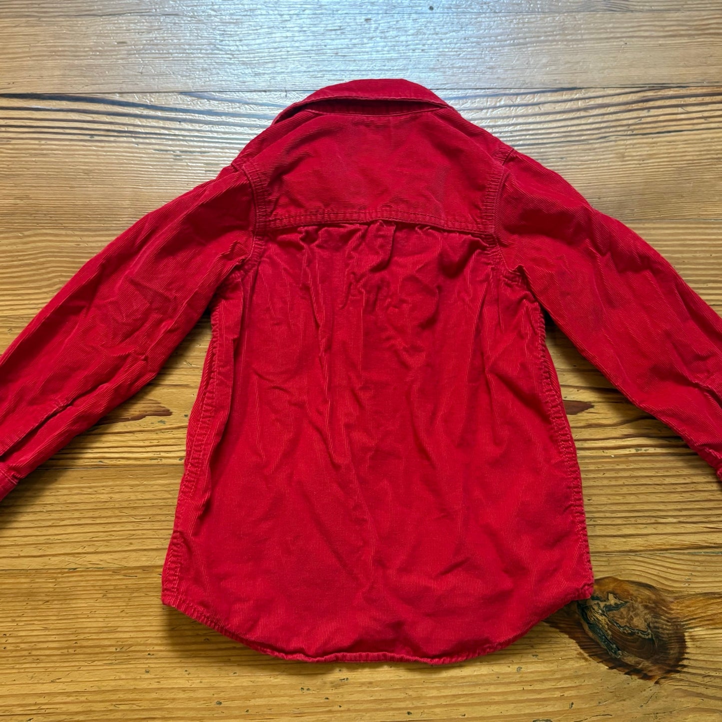OshKosh B'gosh red corduroy long sleeve button up boys shirt SIZE 5
