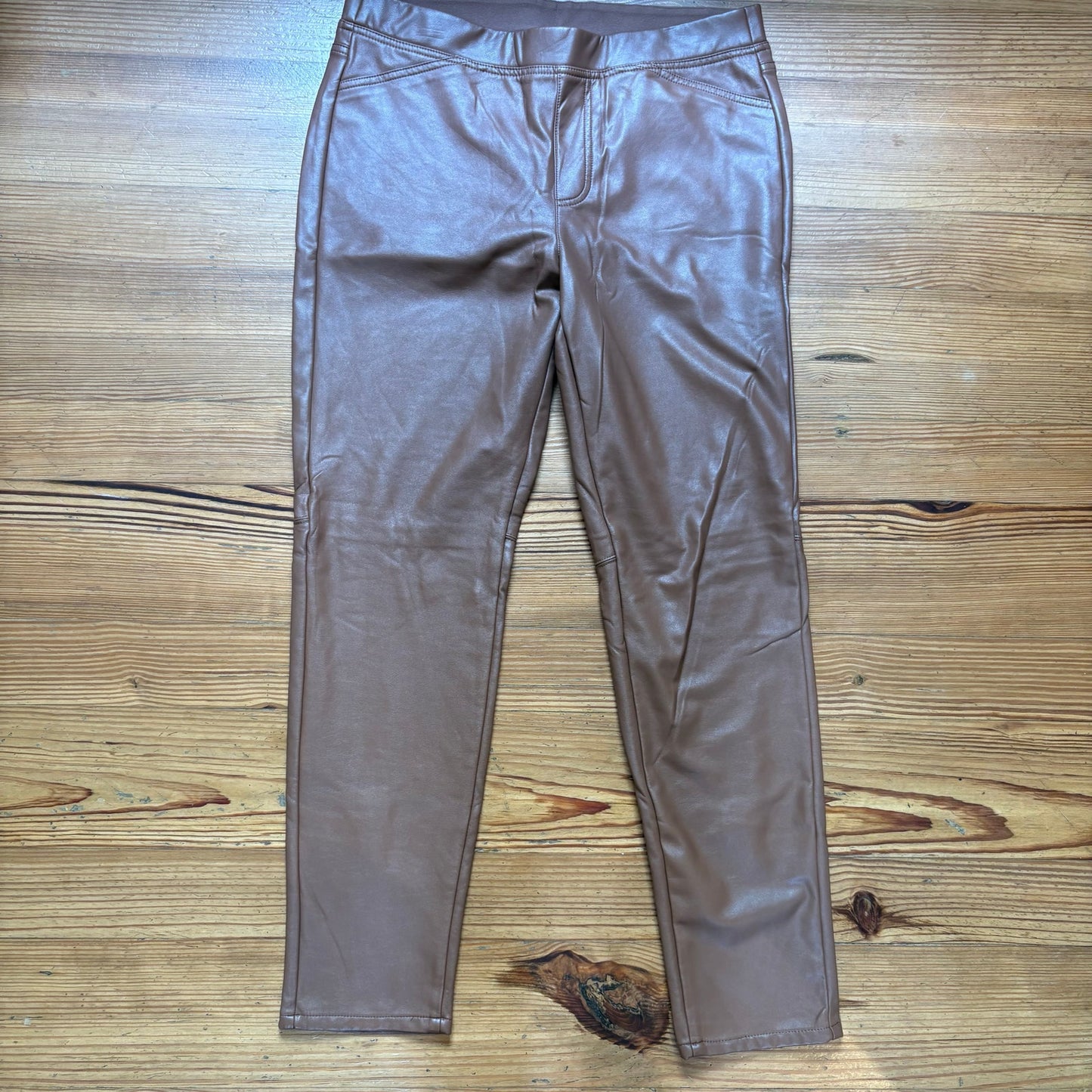 J.Jill tan beige faux leather pull on leggings pants SIZE M