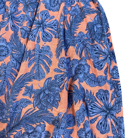 J.Jill blue pink purple floral quarter sleeve tunic shirt SIZE S