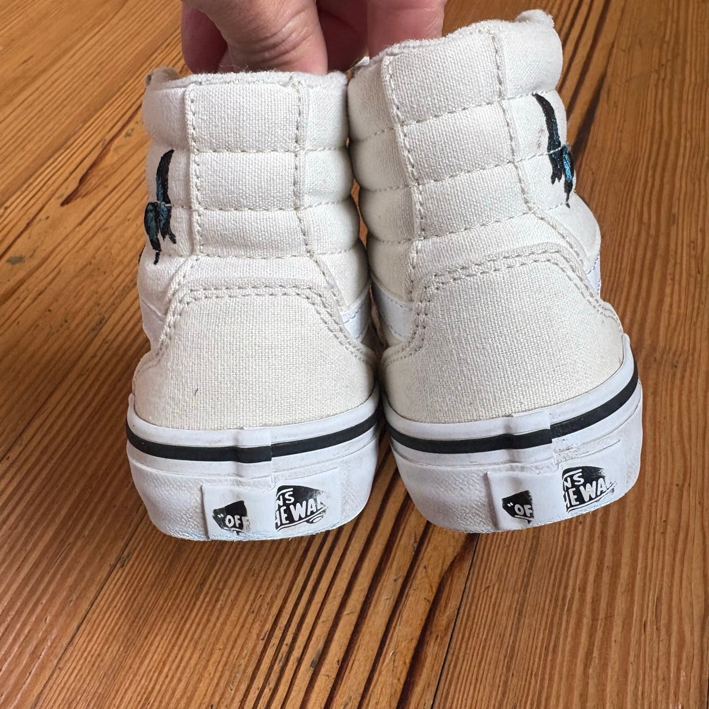 VANS white butterfly embroidered high top lace sneakers SIZE 13