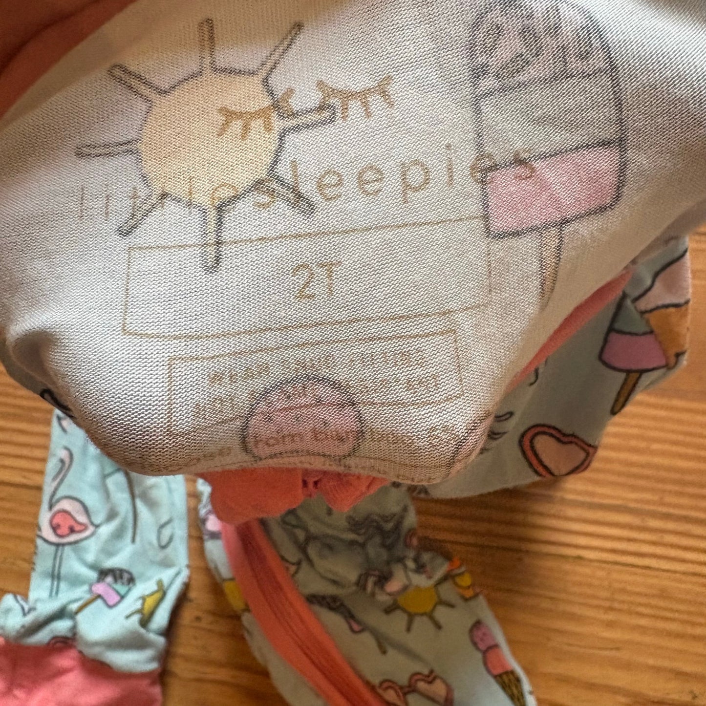 Little Sleepies bamboo long sleeve pant summer full zip pajamas SIZE 2T