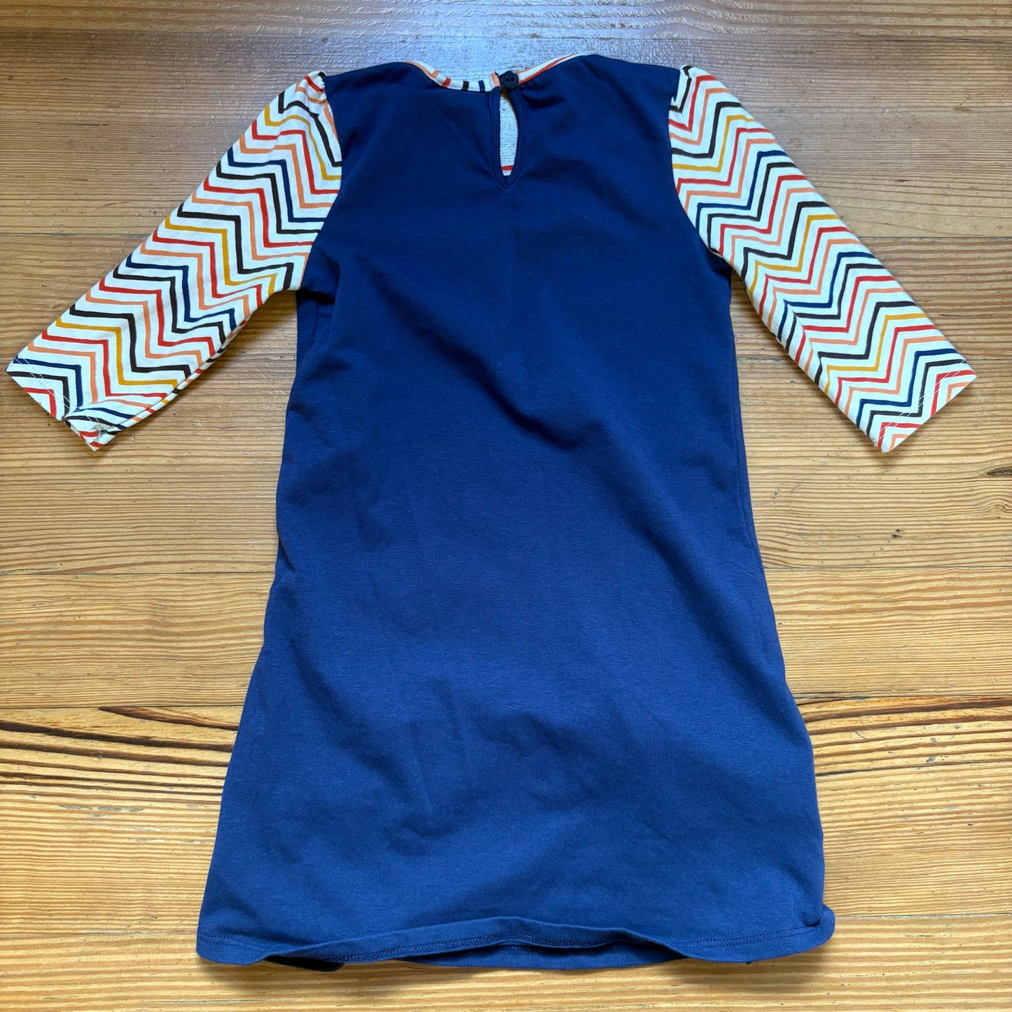 Rare Editions navy blue colorful zebra long sleeve cotton toddler dress SIZE 3T