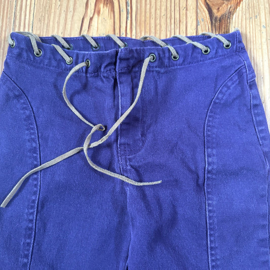 Jordache retro purple leather stitch trim wide leg cropped pant SIZE 8