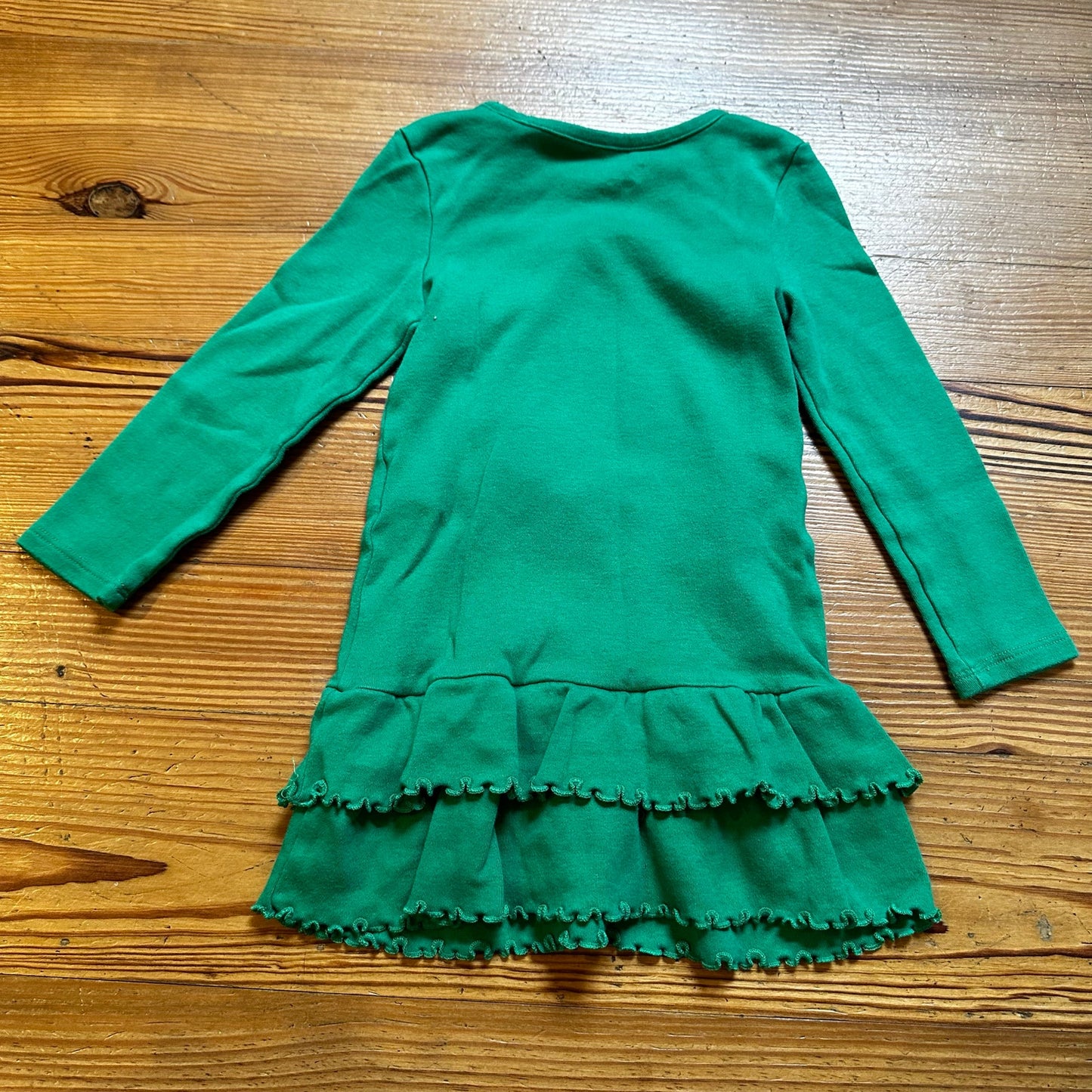 Copper Key green Christmas Rudolph long sleeve ruffle bottom dress SIZE 4