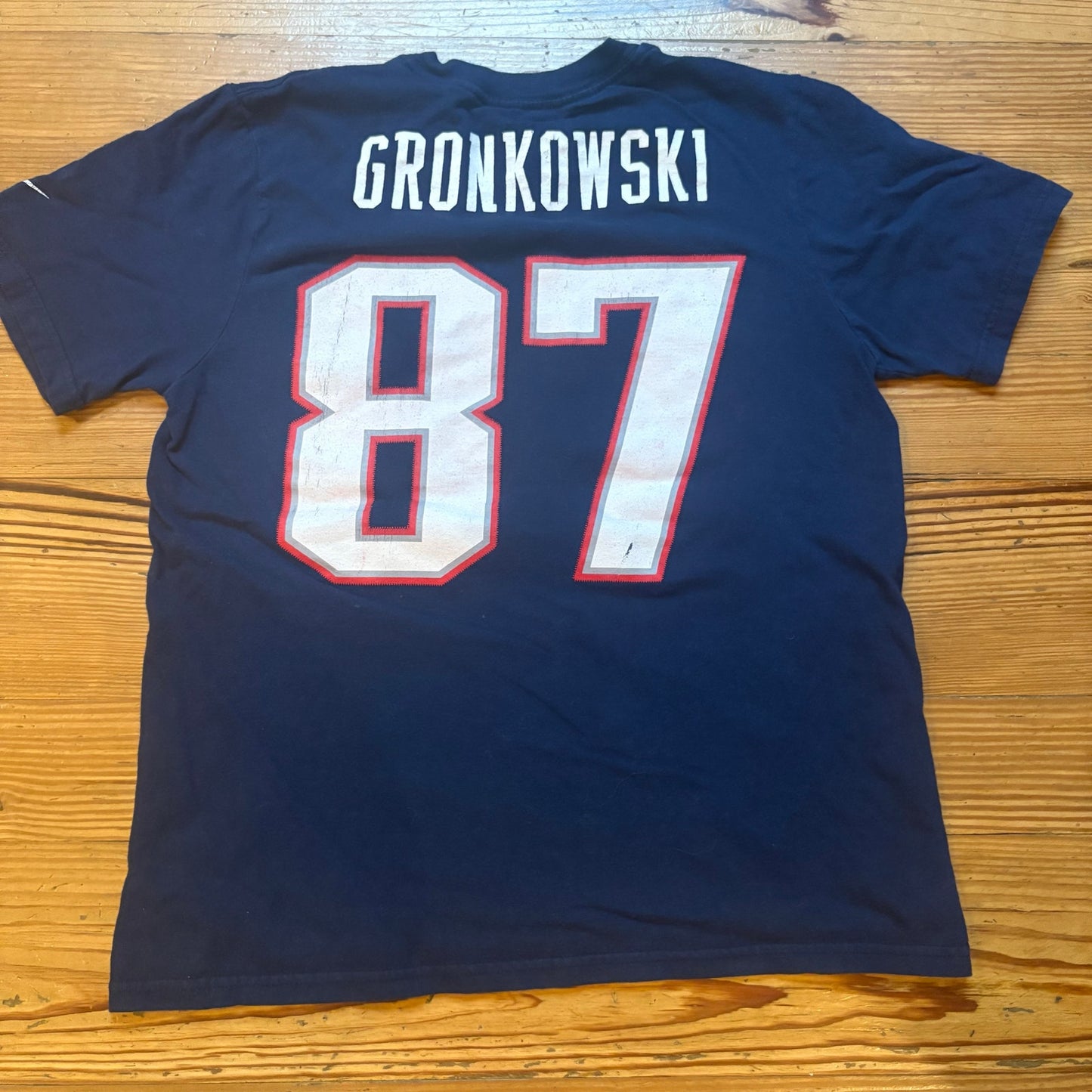 Nike New England Patriot 87 Gronkowski blue short sleeve shirt SIZE L