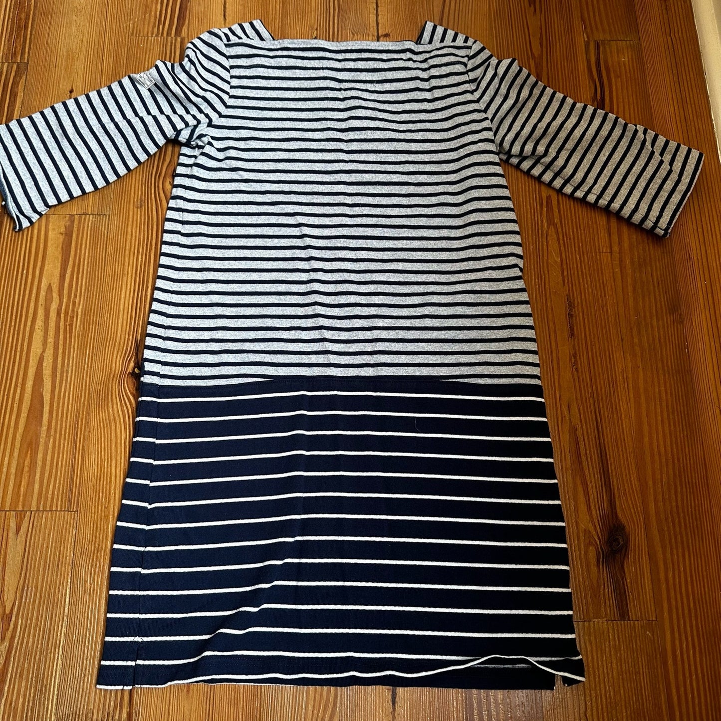 Joules nautical gray blue striped quarter sleeve midi dress SIZE 6