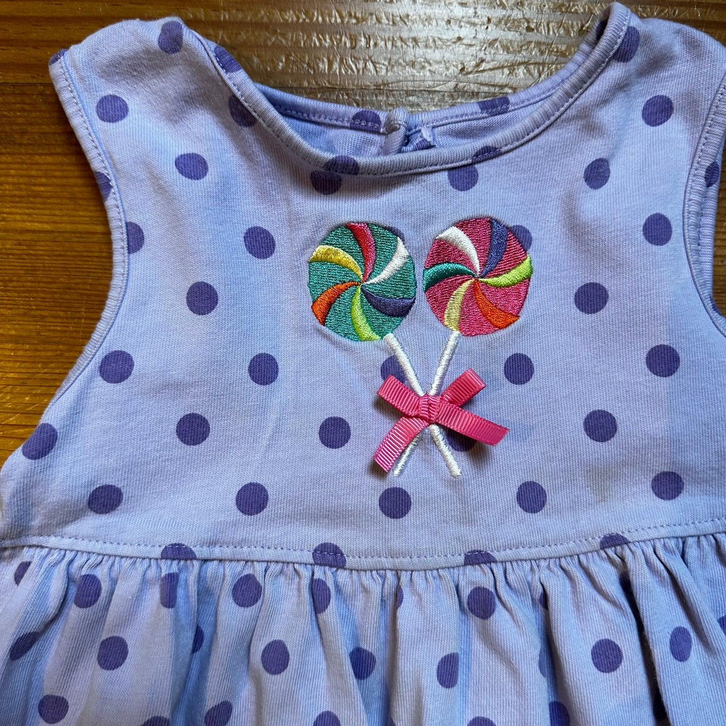 J. Khaki purple polkadot sleeveless candy applique dress SIZE 6T