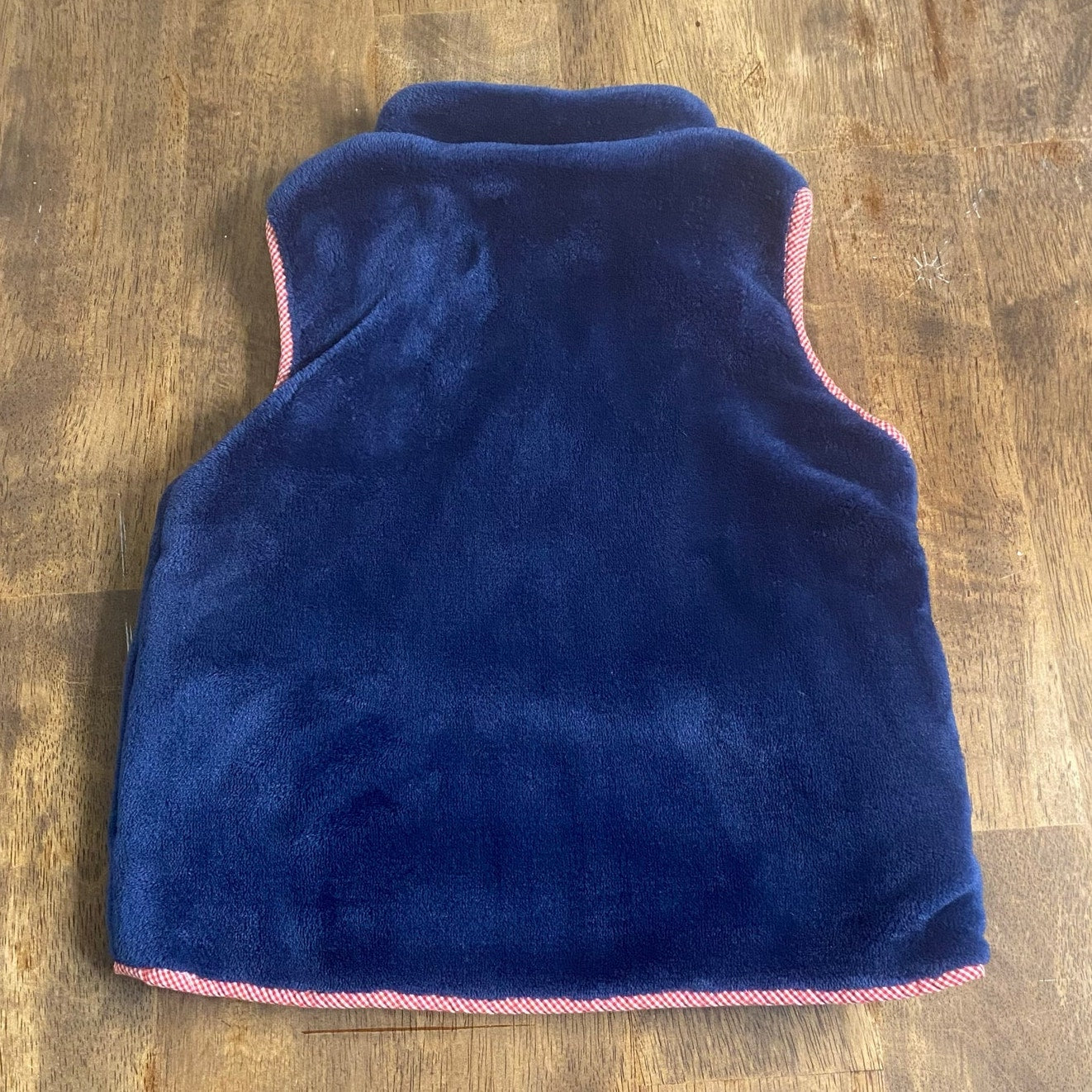 Eyelet & Ivy dark blue fleece fuzzy red check lined full zip vest SIZE 3