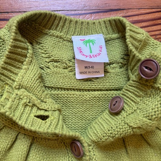 Shrimp & Grits Kids green high neck knit cape sweater SIZE 5