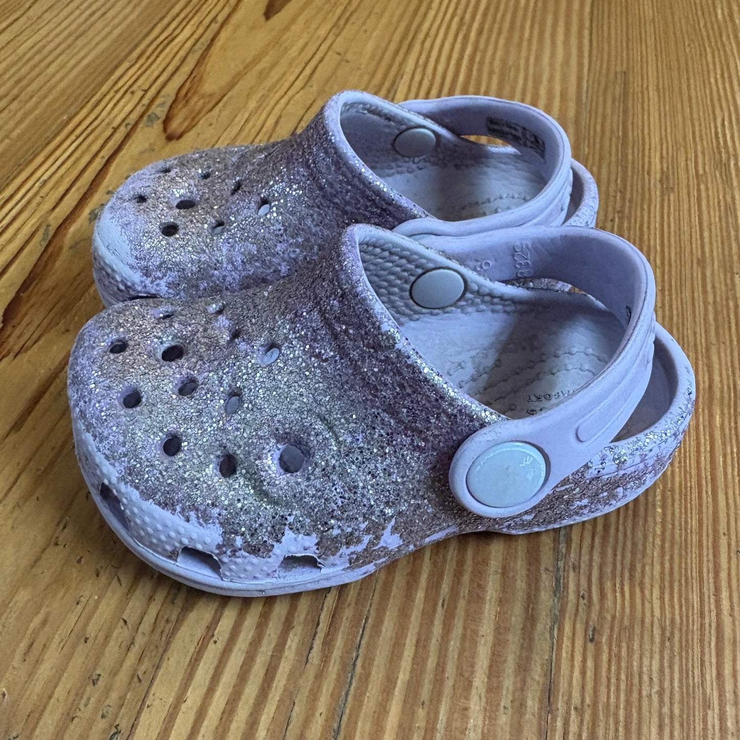 Crocs purple glitter slip on classic clog SIZE 5