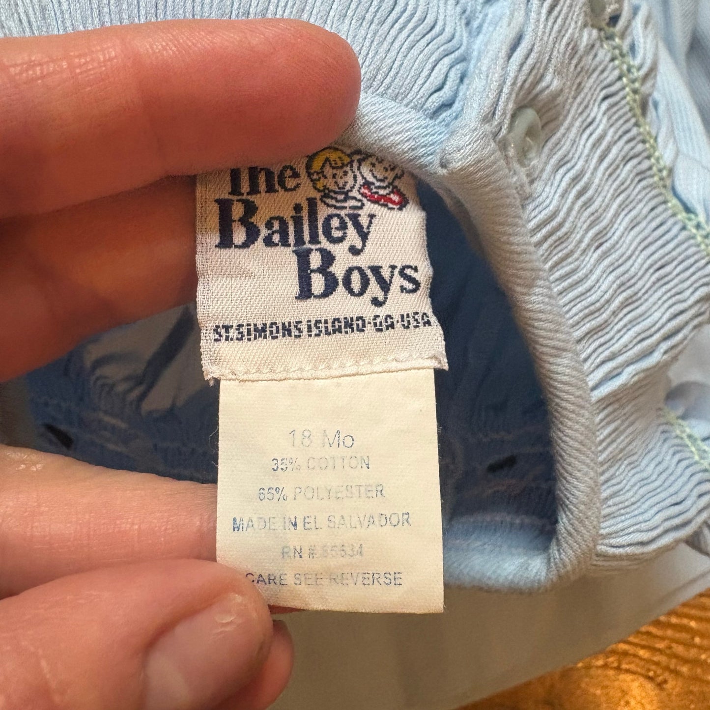 The Bailey Boys light blue bunny smocked short sleeve baby dress SIZE 18M
