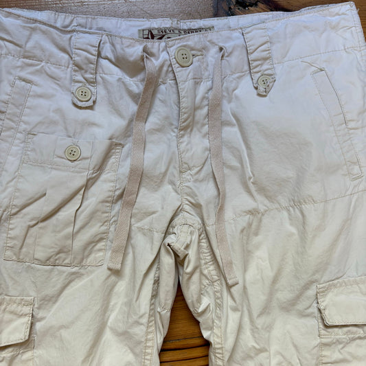 Steve & Barry's cream y2k cropped drawstring womens cargo pants SIZE 4