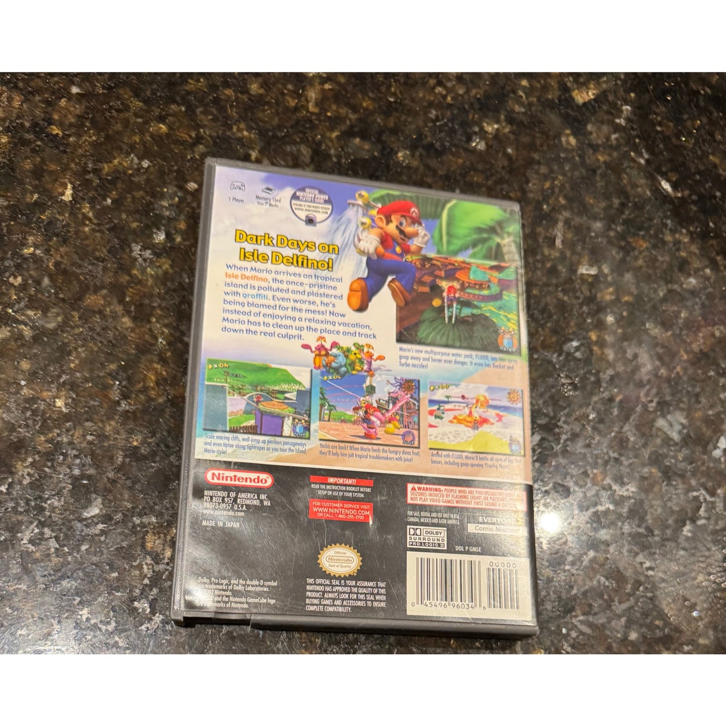 Super Mario Sunshine Video Game For Nintendo Game Cube (With Case & Manual)