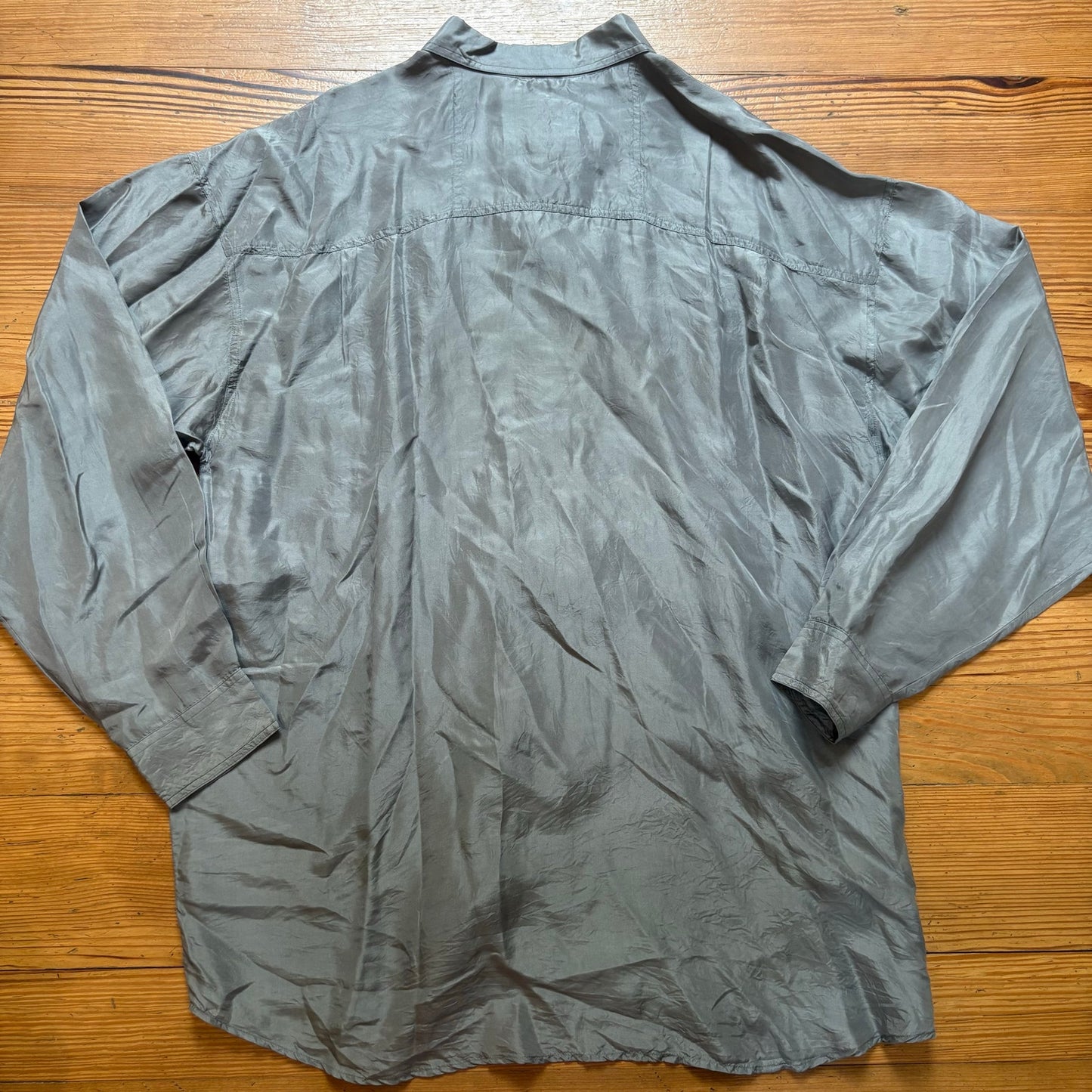 Protest 90s gray silk mens button up long sleeve shirt SIZE L