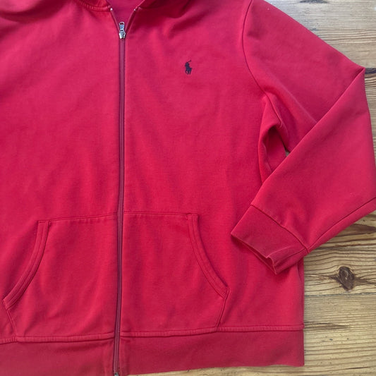 Polo Ralph Lauren red navy poly full zip hooded sweatshirt SIZE XXL