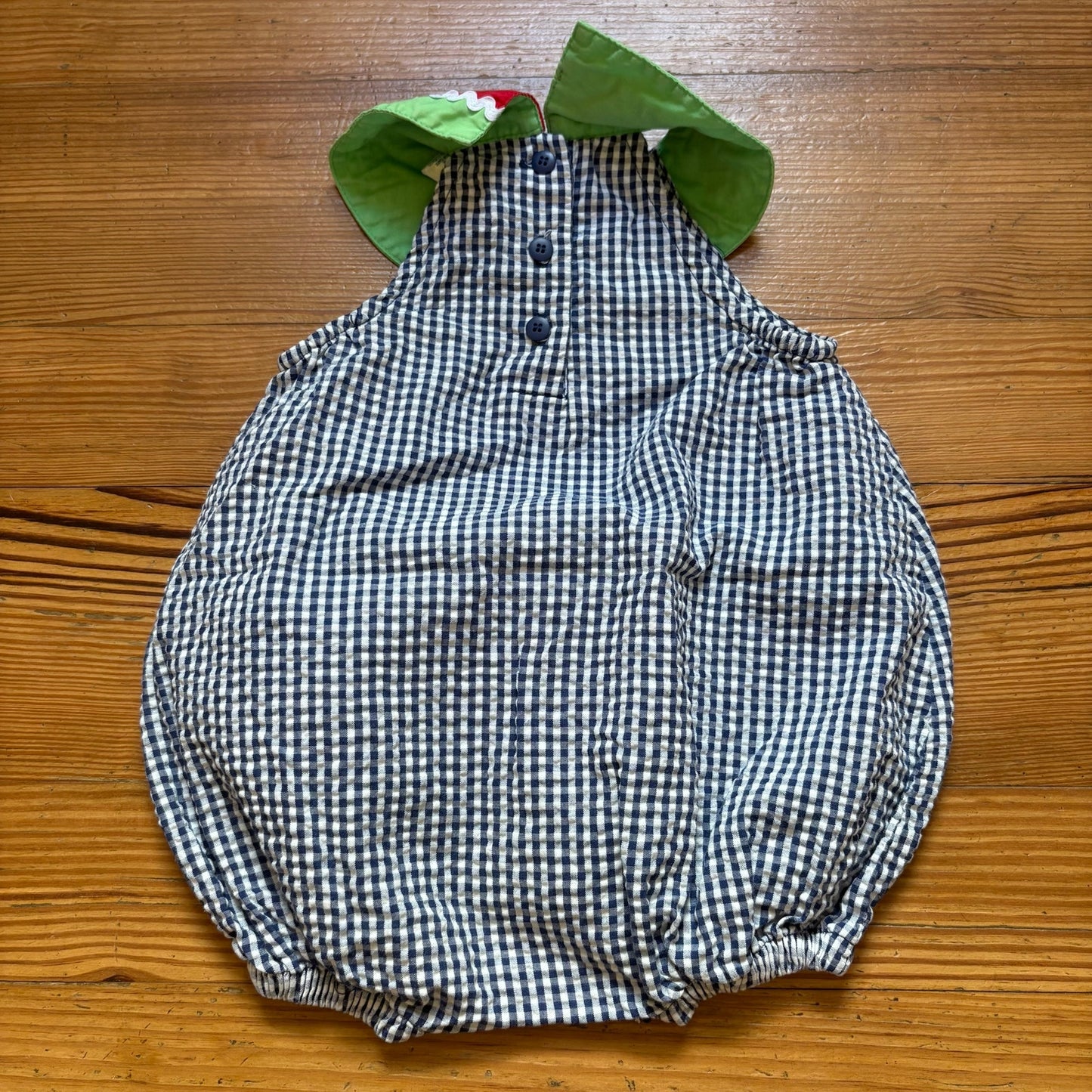 Okie Dokie navy white checkered watermelon sleeveless bubble one piece SIZE 12M