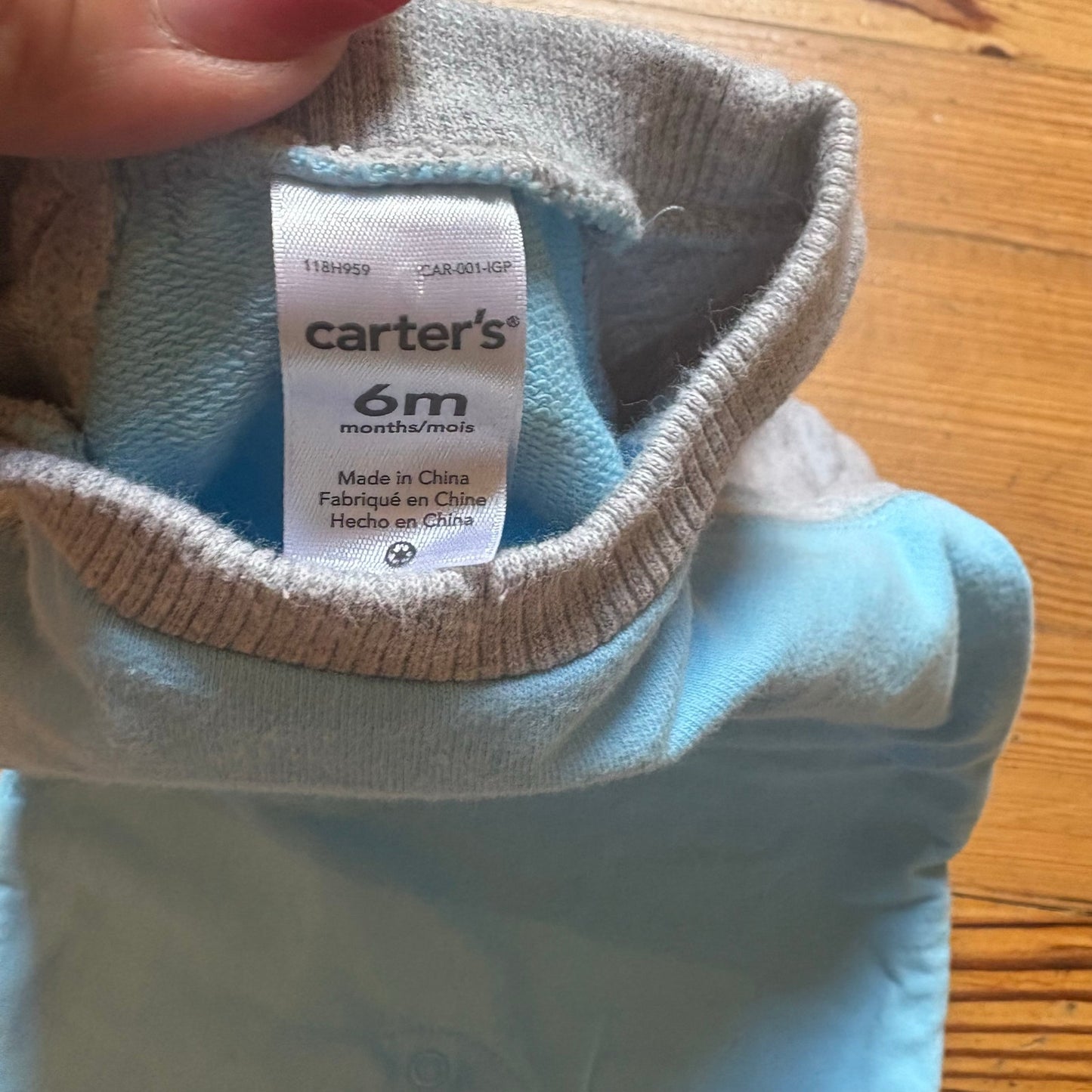 Carter's blue gray super dog embroidered long sleeve pant cotton pajamas SIZE 6M